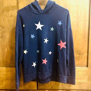SUNDRY NAVY BLUE STARS HOODIE MEDIUM